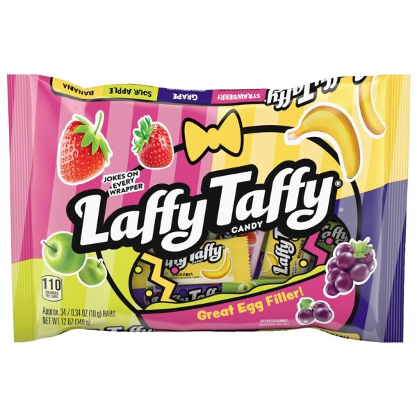 Laffy Taffy Candy Assorted Mini Bars, Individually Wrapped Assorted Easter Candy, Easter Candy Basket Filler, 12 Ounce