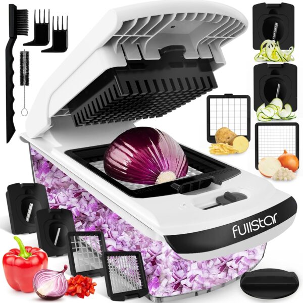 Vegetable Chopper Vegetable Cutter - Veggie Onion Salad Food Chopper Manual - Potato Chipper - Veg Chopper and Dicer - Kitchen Tools & Gadgets (4-in-1...