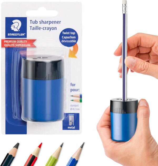Pencil Sharpener (1 Pack) with Screw Lid and Tub